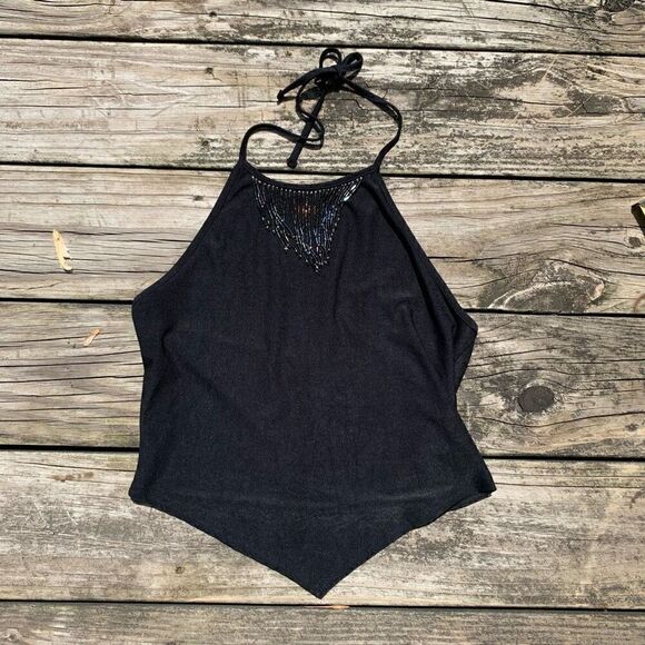 Vintage Y2K Beaded Tank Top Halter Blouse - Picture 1 of 4